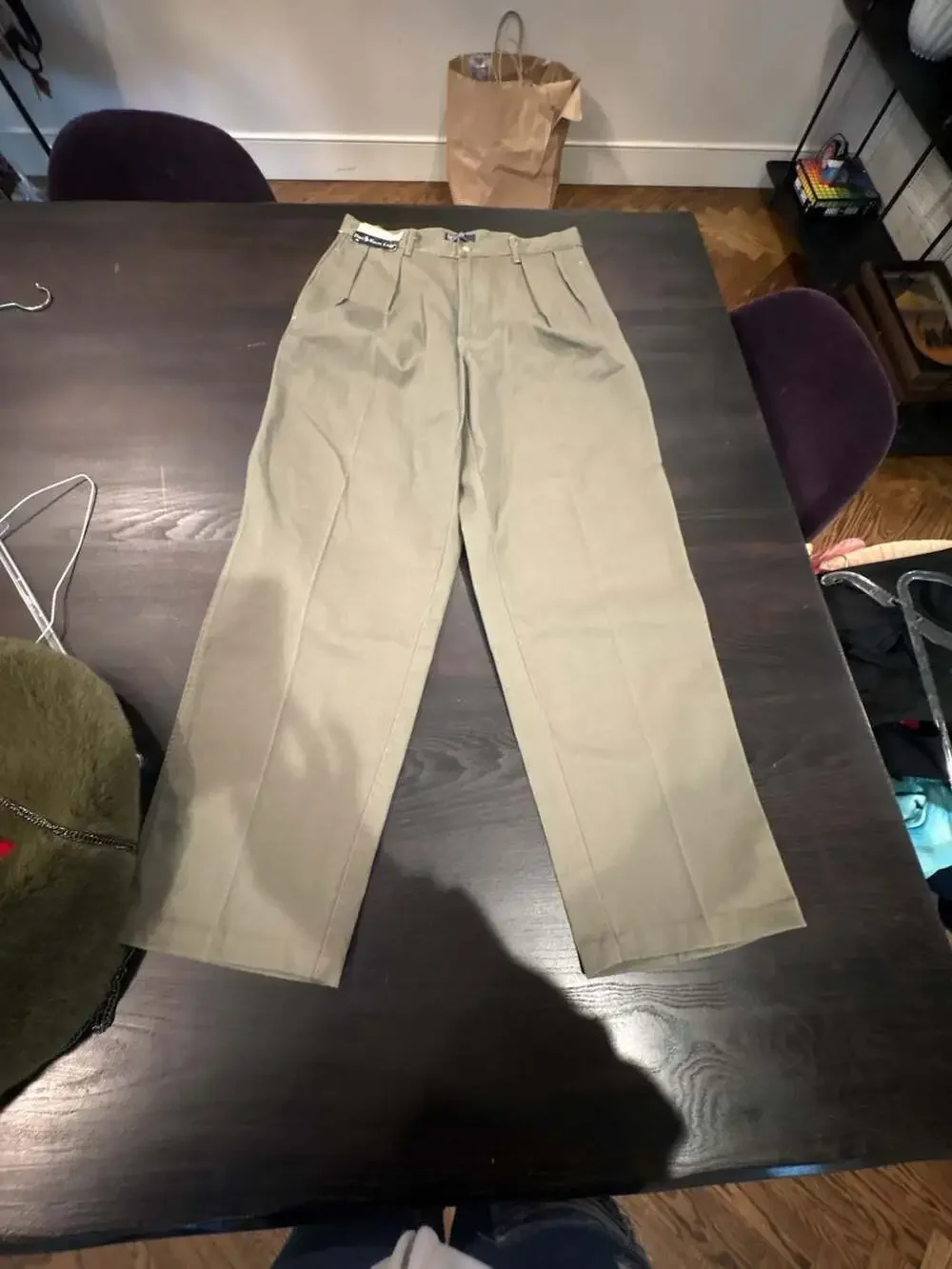 Vintage 90s Polo Ralph Lauren Classic Fit Pleated Chino Pants Olive Green USA 32